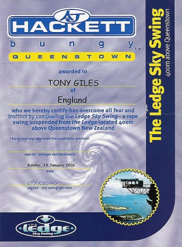 Certificate of completion: The Ledge Sky Swing