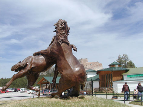 Bronze statue of Korczak Ziolkowski's Fighting Stallions