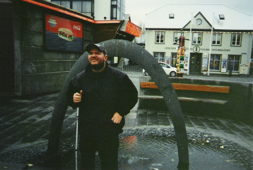 Tony by an arch in Reykjavik city centre