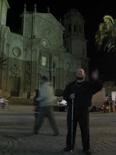 Tony in front of a church in Cadiz centre